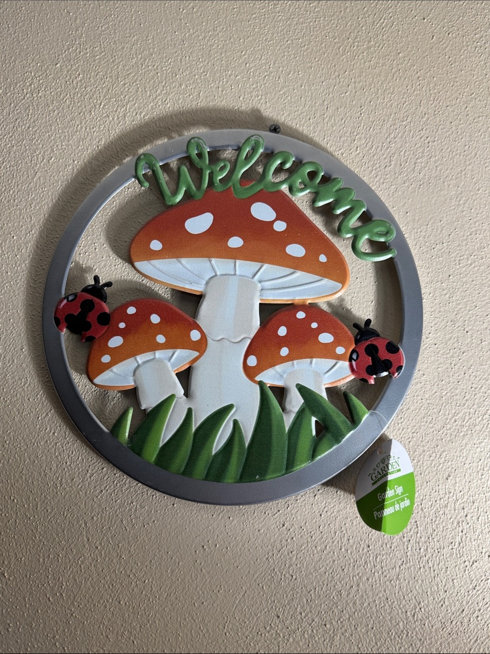 Mushroom Welcome Metal Sign Garden Outdoors